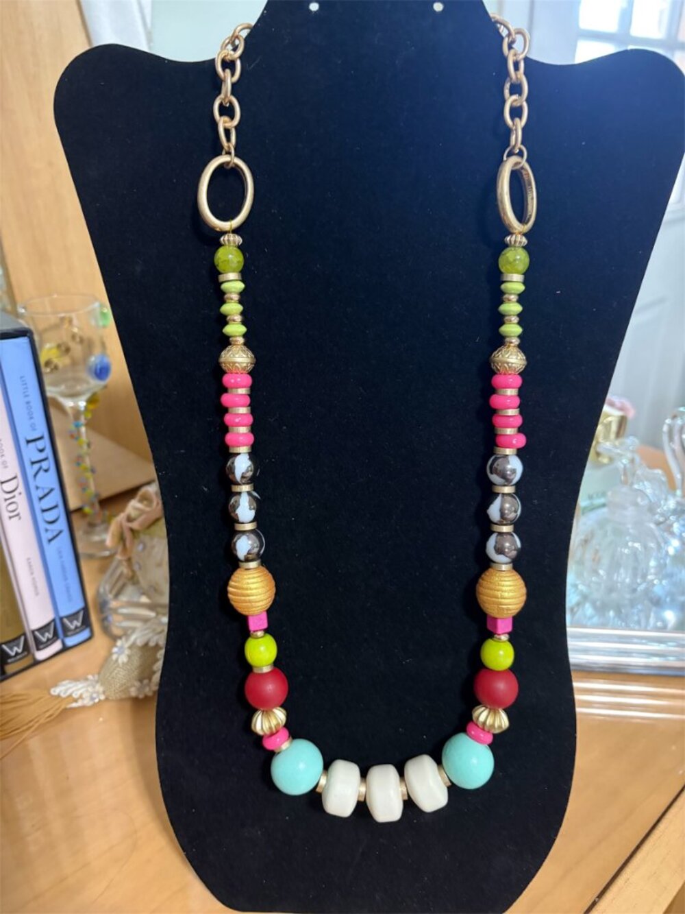 Plunder Multicolor Beaded Necklace with Gold Accents